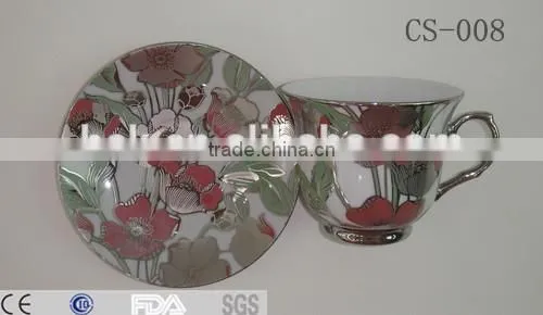 ceramic coffee tea cup and saucer stands