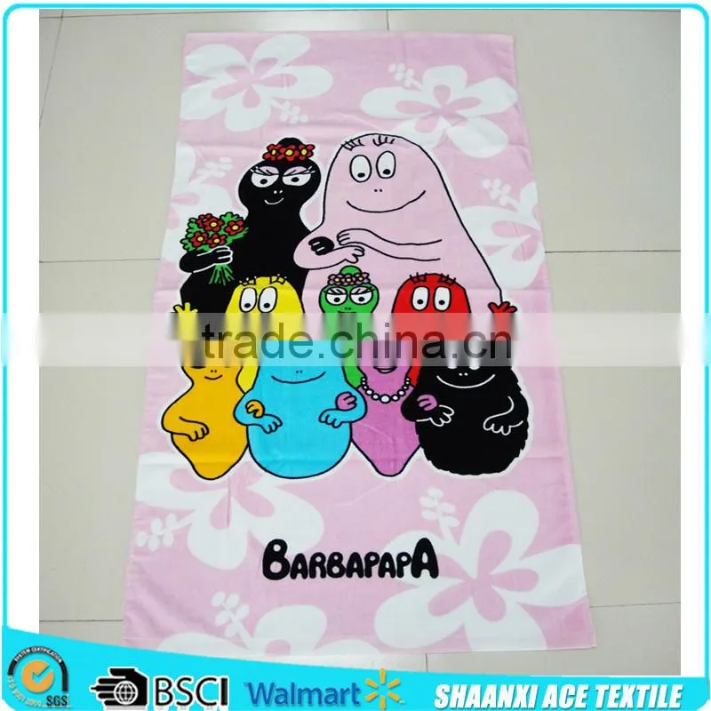 Lovely cartoon image brand printed bath towel/cartoon brand promotional towel