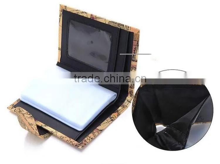 New style antique personalized card holder multiple wallet with world map printed
