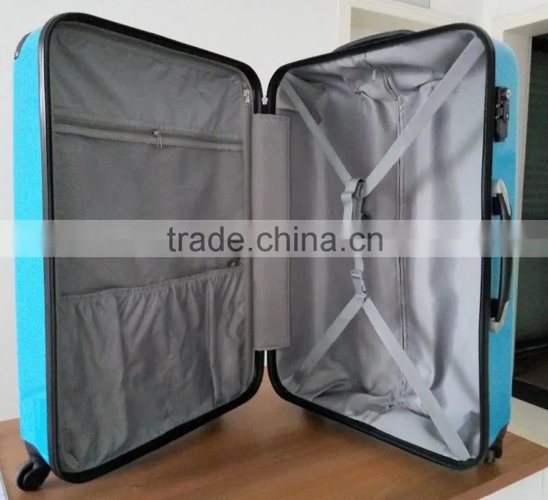 Quality trendy ABS+PC fashion bright trolley luggage set