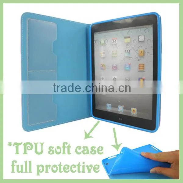 Leather+TPU tablet case for ipad 2/3/4 stand funtion PU+TPU cover for ipad 4 in stock wholesale