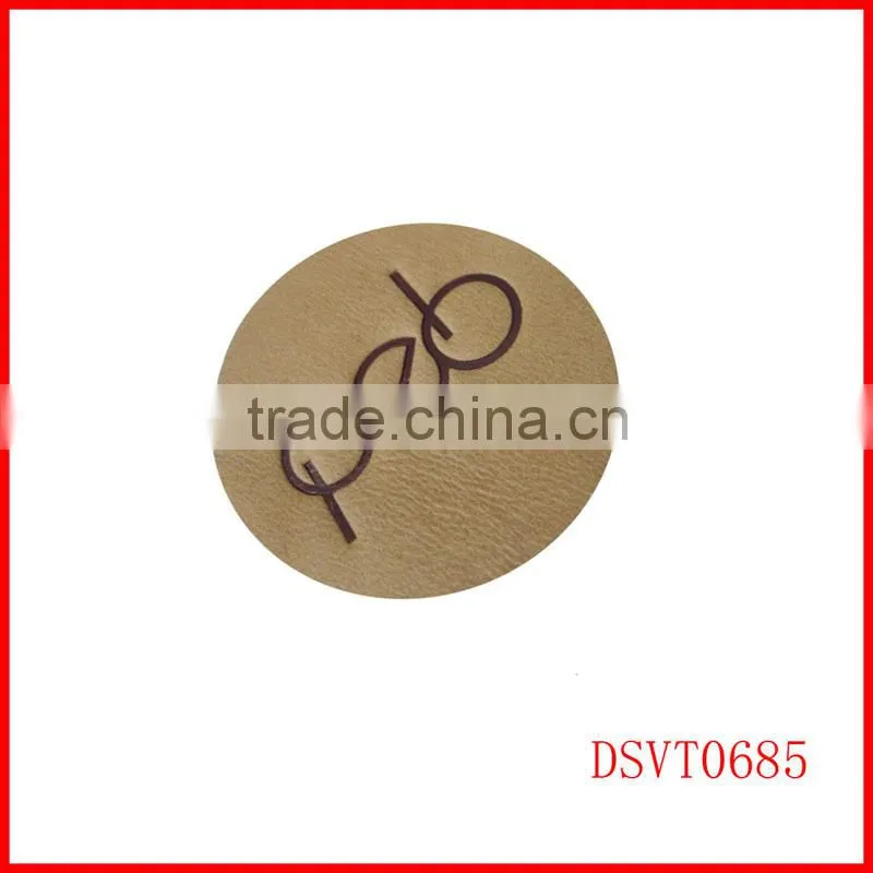 Sewing on garments and bags pu or real brown leather patch