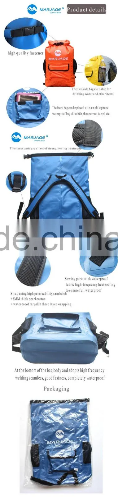 22 Liter Waterproof Backpack For Hiking Waterproof Foldable Backpack 500D PVC Tarpaulin Camping Backpack