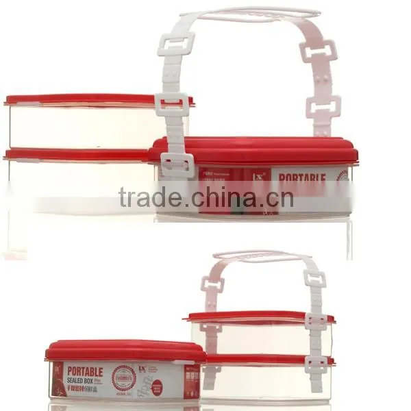 4 Layer DIY Stack Plastic Houseware Snap Close Food Container Set With Handle