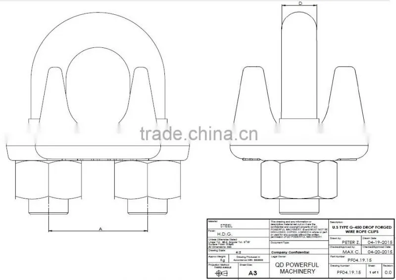 Heavy Duty Stainless Steel DIN1142 Cross Wire Rope Clip