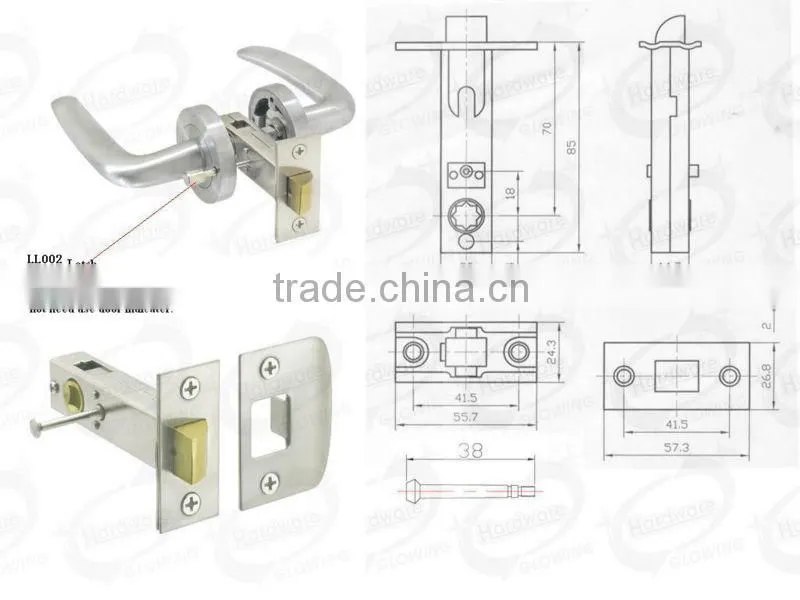LL002 brass plate satin nickel door lock latch