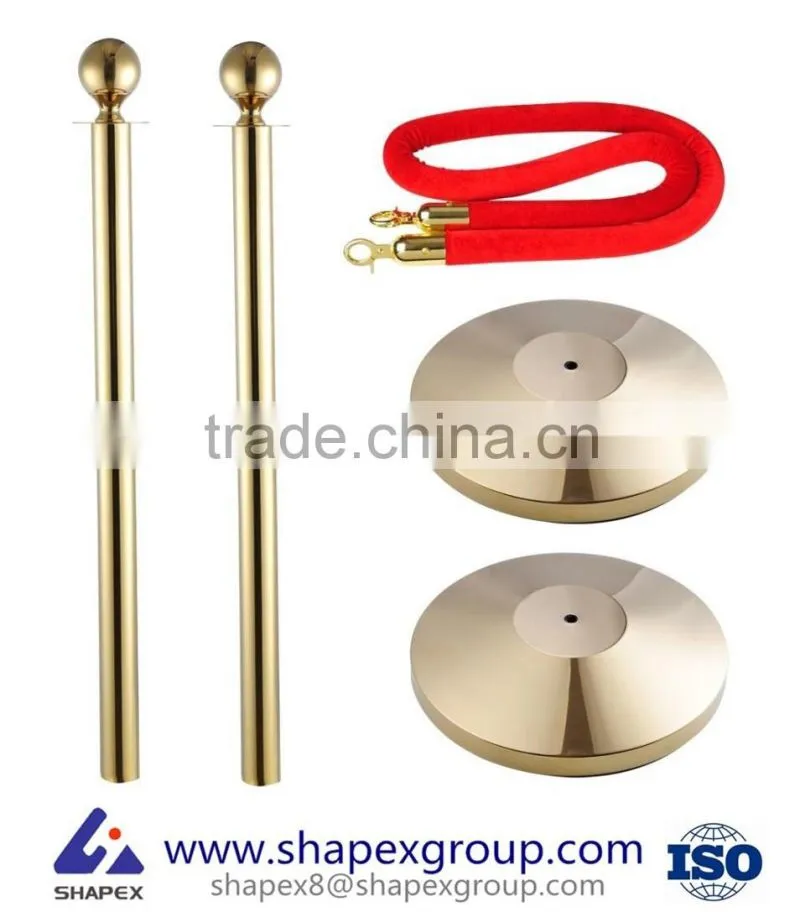 2pcs Ball Top Titanium Finish Crowd Control Stanchions Velvet Rope Barrier 22lbs