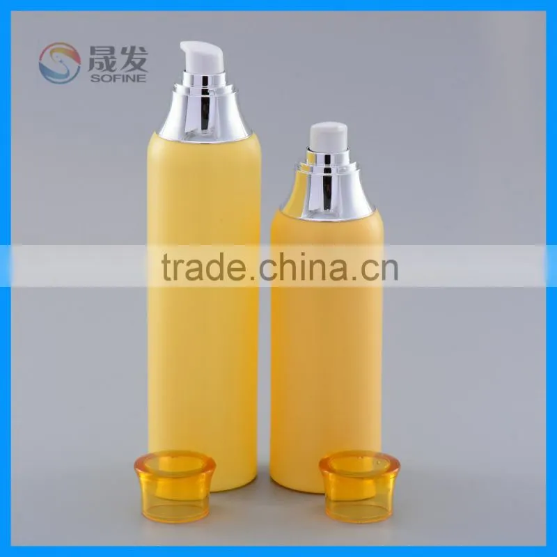 Orange color Empty plastic body lotion pump bottle