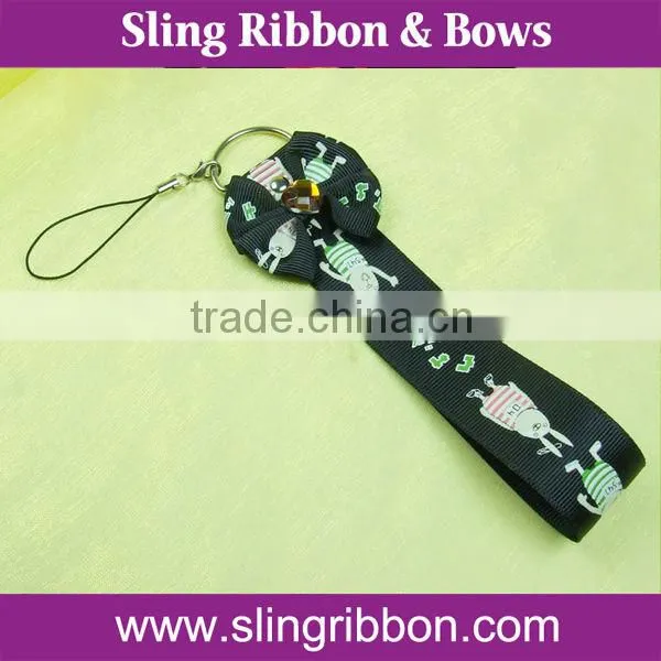 printed grosgrain ribbon handphone pendant
