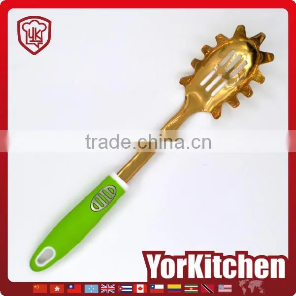 Classic Quality China Manufacturer gold plating stainless steel Spaghetti Server Spoon