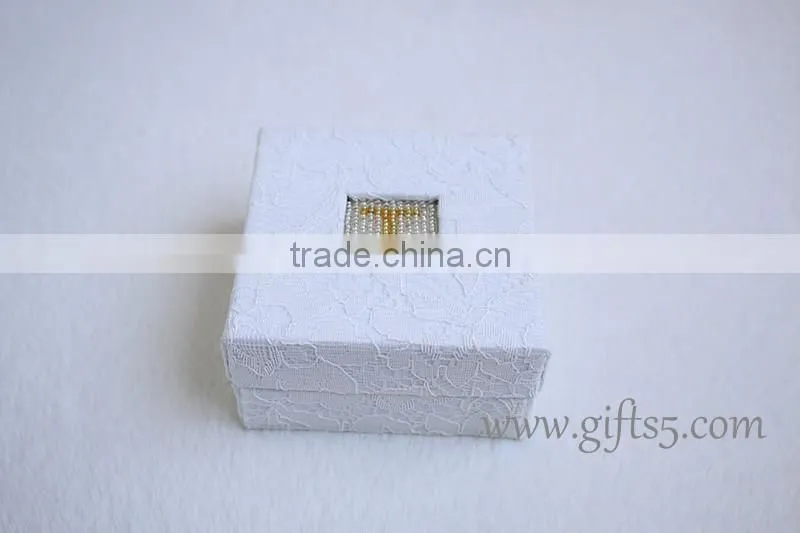 Handmade Elegant wedding ring box with beaded name plate of T