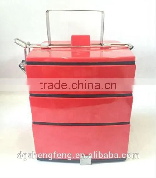Vintage Insulated Melamine Stainless Steel Tiffin Bento Box Tiered Stacked Lunch Box Container