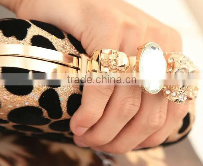 2014 skull evening bag leopard grain evening bag