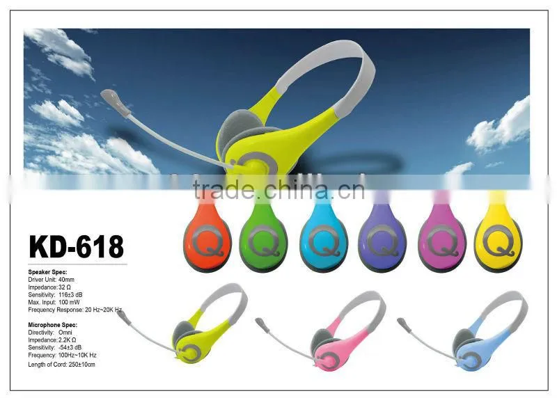VCOM Fashion Hot Sale Blue Headphones with Mic