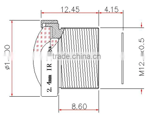 2016 Top selling car products high resolution 1/3 inch f2.0 2.4mm cctv lens m12