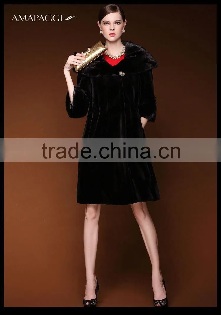 Discout winter long 100% real mink women fur coat for sale