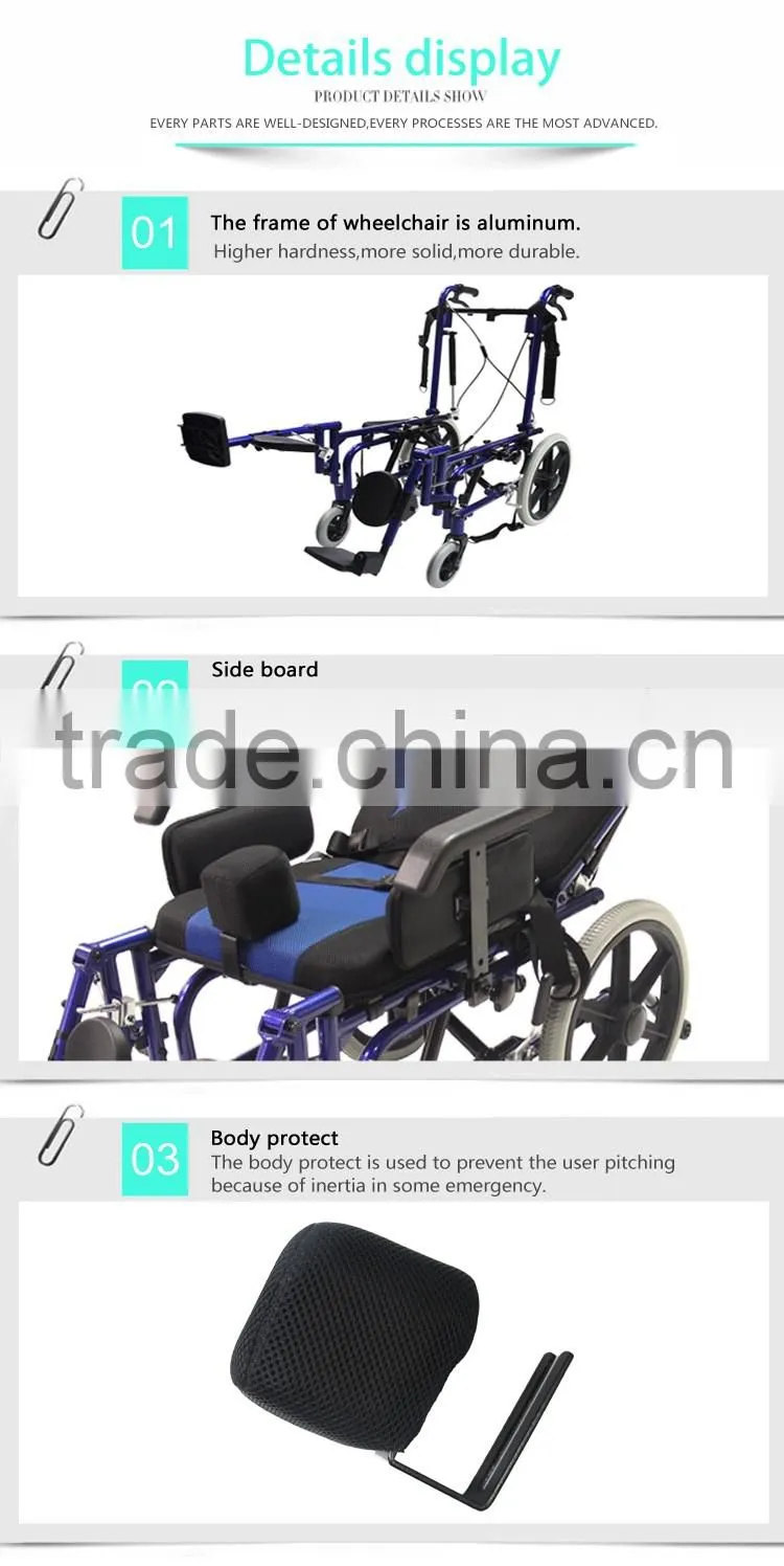 TOPMEDI medical equipment Foldable detachable cp Wheelchair for cerebral palsy