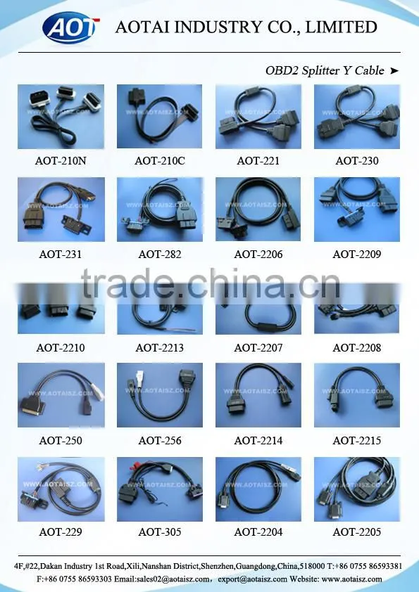 Crimp Type OBD2 Male to 2 Citroen Female Splitter Cable with Customized Length