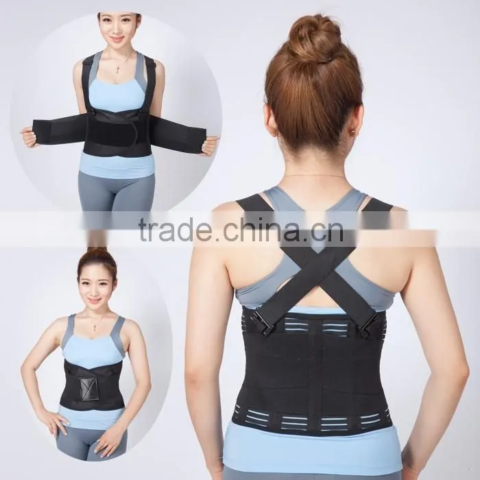 Double posture fitness Neoprene lower back support lumbar brace belt