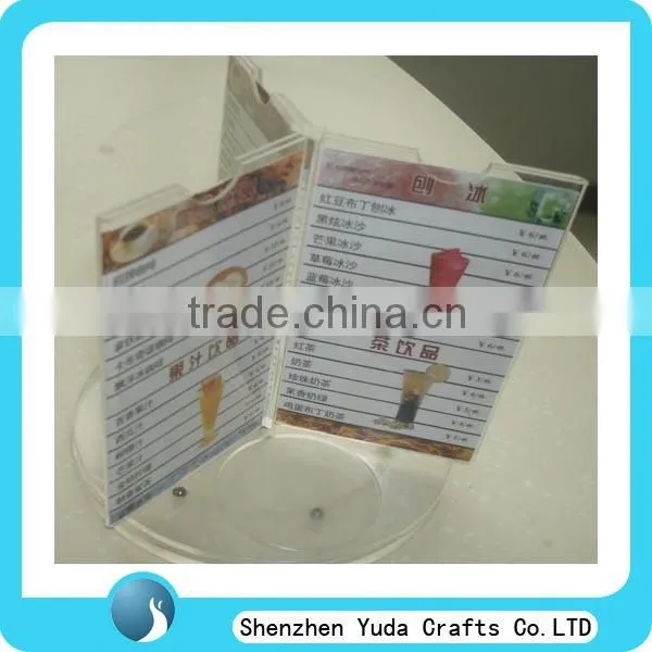rotable menu holder with black base acrylic rotating menu holder acrylic six sides table tents
