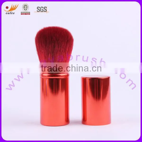 Retractable Synthetic Hair Cosmetic Brush With Red Color