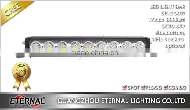 17in 90W high power single row light bar for automotive 4x4 ATV motorcycle UTV SUV Raptor F250 bumper bullbar