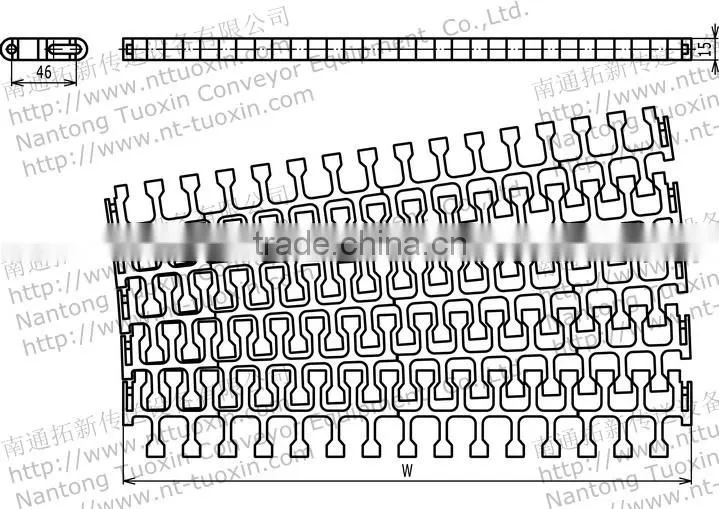 2400B Flush Grid Modular Conveyor Radius Belt