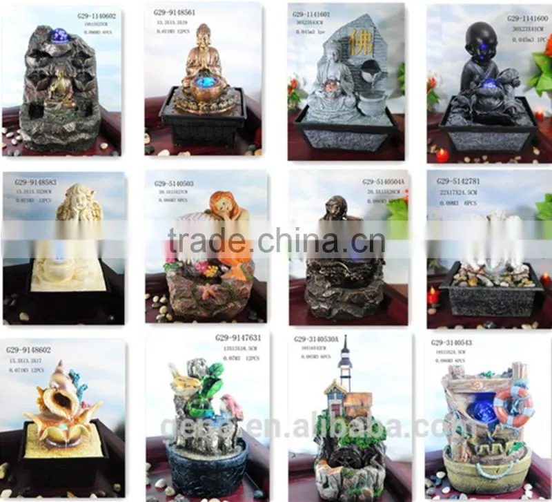 Trade assurance polyresin crafts water fountain with wooden effective
