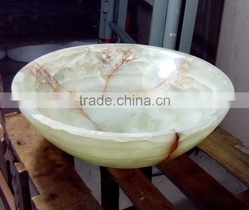 Green onyx polished bathroom sink and basin