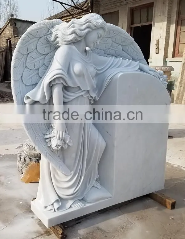 White Marble Angel Carving Monument Tombstone