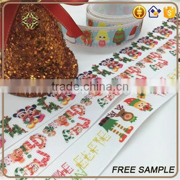 wired printed grosgrain christmas gift ribbon