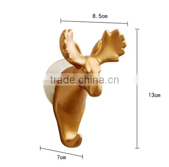 Wholesale Stock Deer Shaped Resin Decorate Sucker Wall Hook