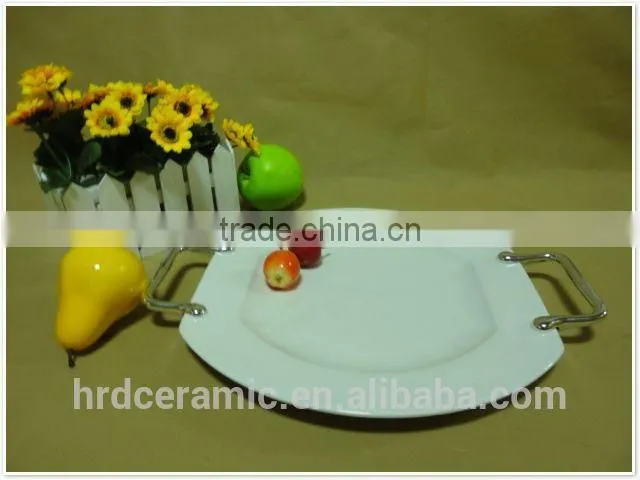 Circle Small stock Ceramic Dinner Plates With Handles