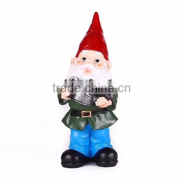 Hand painted christmas garden gnome watering yard gnome