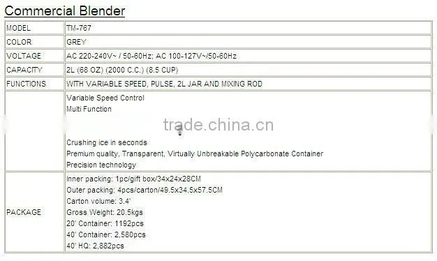Wholesale TM-767 Heavy Duty 3HP Commercial Ice Blender With Tap For Sale