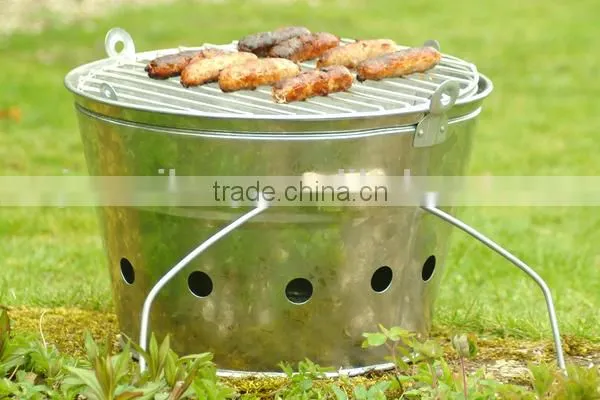 Portable Bucket BBQ Metal Charcoal Barbecue Grill