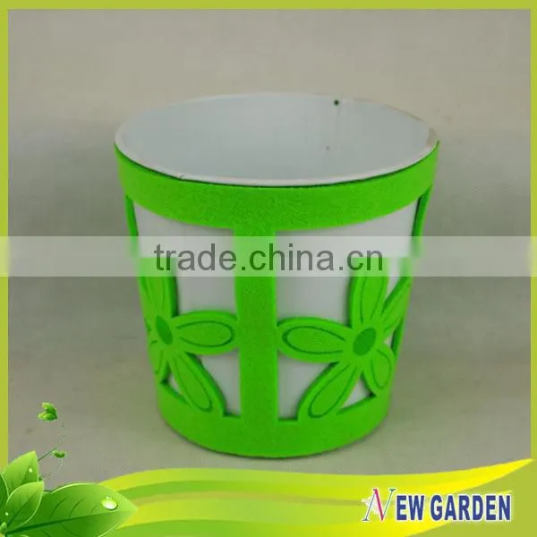 Home Furniture Flannelette And Iron Decorative Table Top Flower Vases