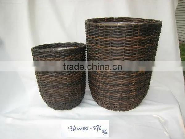 oval gray pe woven basket