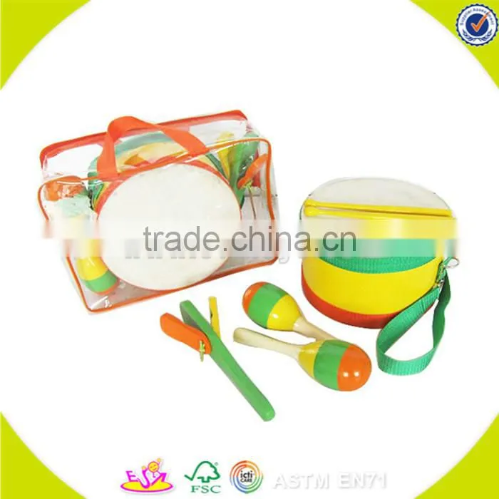 wholesale delicate wooden Tambourine toy multiple colour wooden Tambourine toy and hot selling kids wooden Tambourine W07F002
