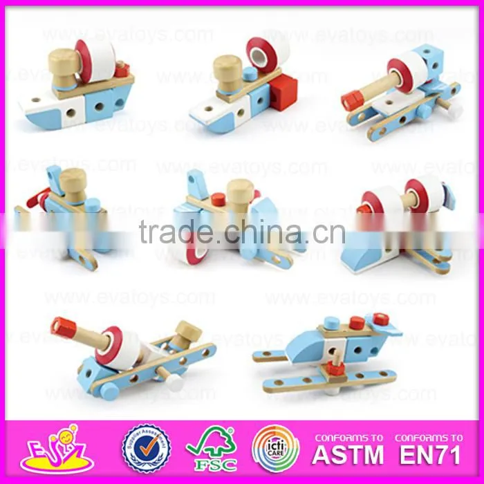 DIY 28PCS wooden screw airplane toys for kids,Wooden Toy Screw Nut Combination for children W03C018