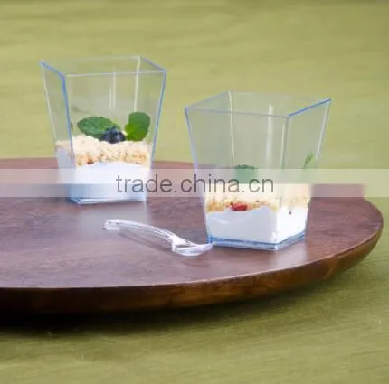 Square 5 oz Parfait Dessert Cup Shot Glasses Trifle Bowl Clear Plastic Souffle