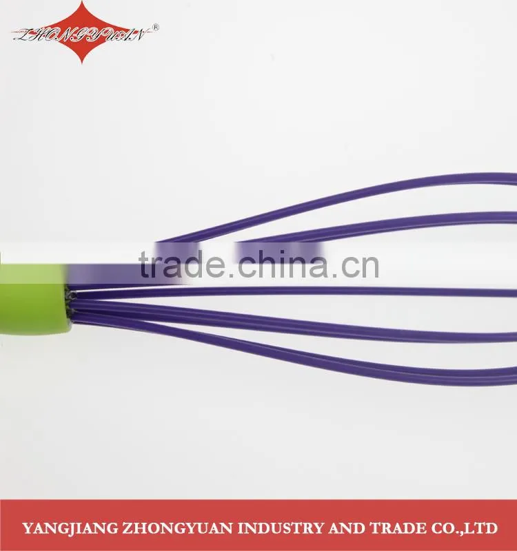 10-inch silicone coated wires egg whisk with green plastic handle