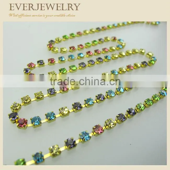 mix color DIY rhinestone cup chain trimming