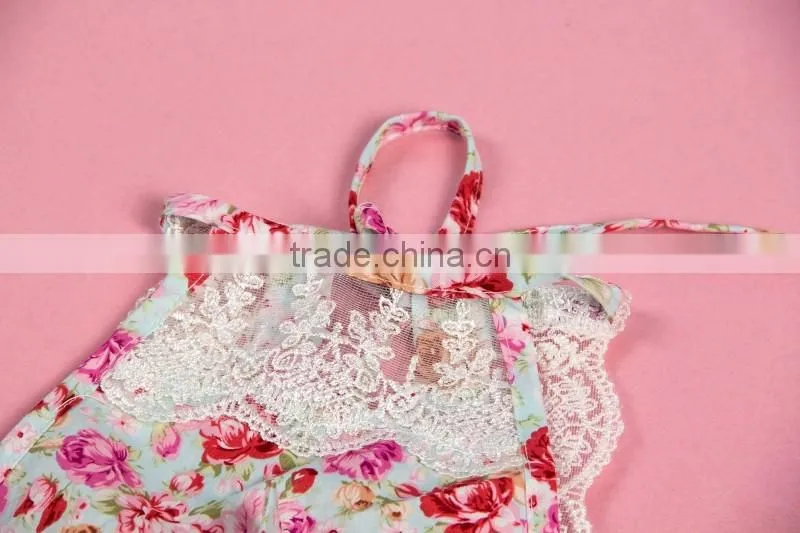 2017 newest rose light pink floral cotton belt jumpsuit for baby girls