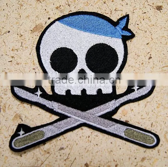 Custom high quality embroidered creative skulls patch for clothes embroidery patch made in china choose size/color