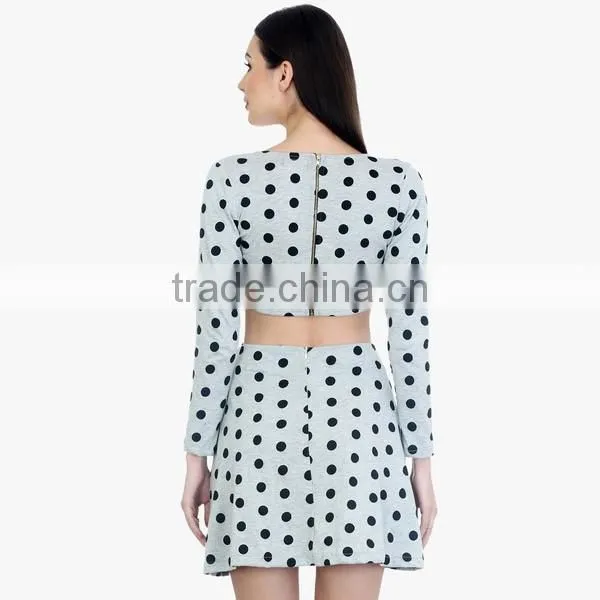 Grey Colored Printed Dress latest high waist dress patterns