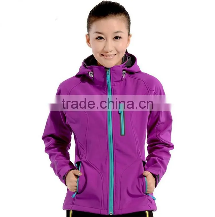 OEM ODM Customize Brand Women Outer Sports Polyester Soft Shell Jacket