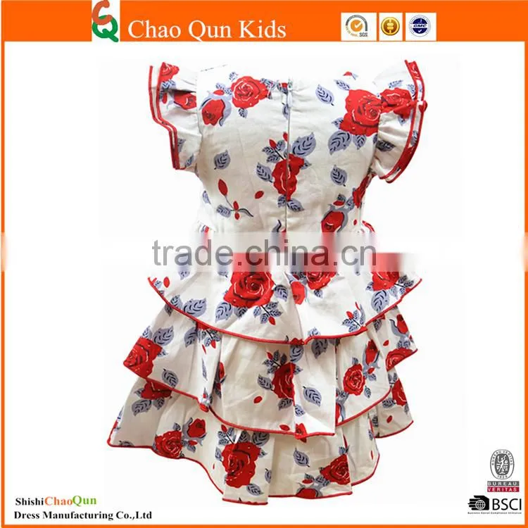 Adorable flower print baby girl's wedding dress with floor length