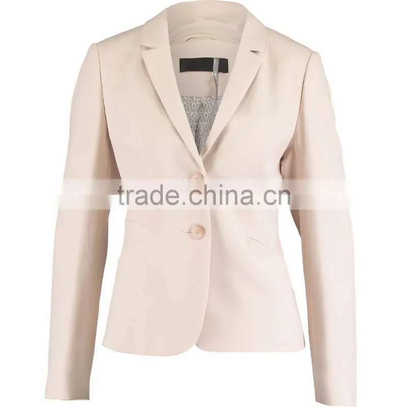 2017 New Beige Tailored Fitted Cropped Blazer for Ladies