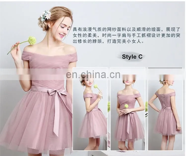 HS1612 Knee Length Short Cheap Wedding Bridesmaid Dress 2016 Custom Made 100% Real Images